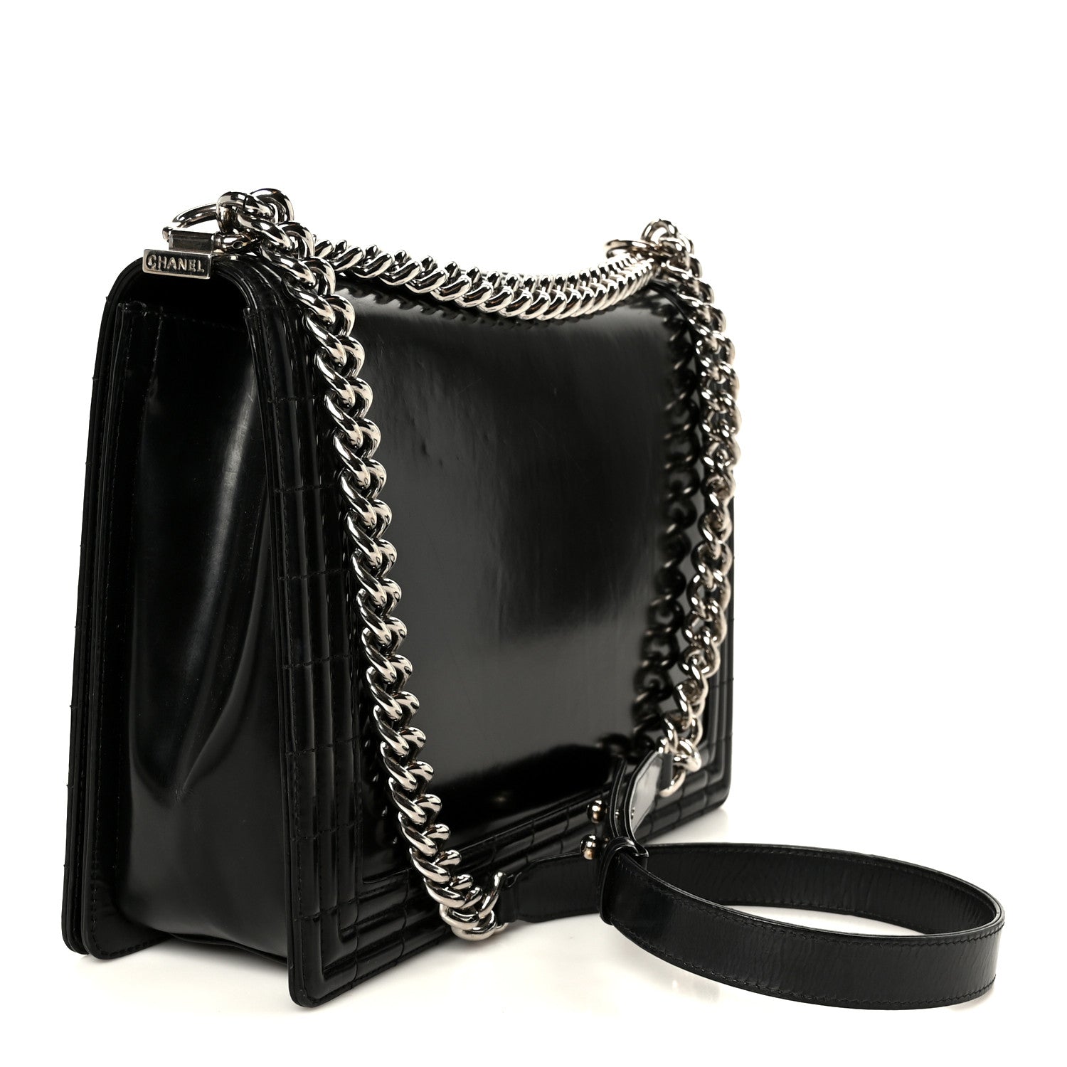 Chanel Patent Medium Boy Reverso Flap Black 3 of 11