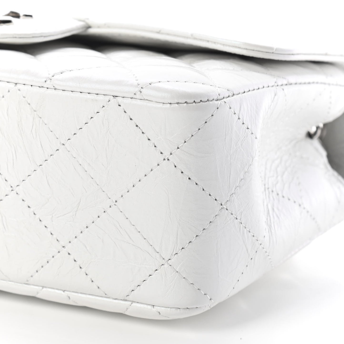 Calfskin Quilted Mini Rectangular Flap White