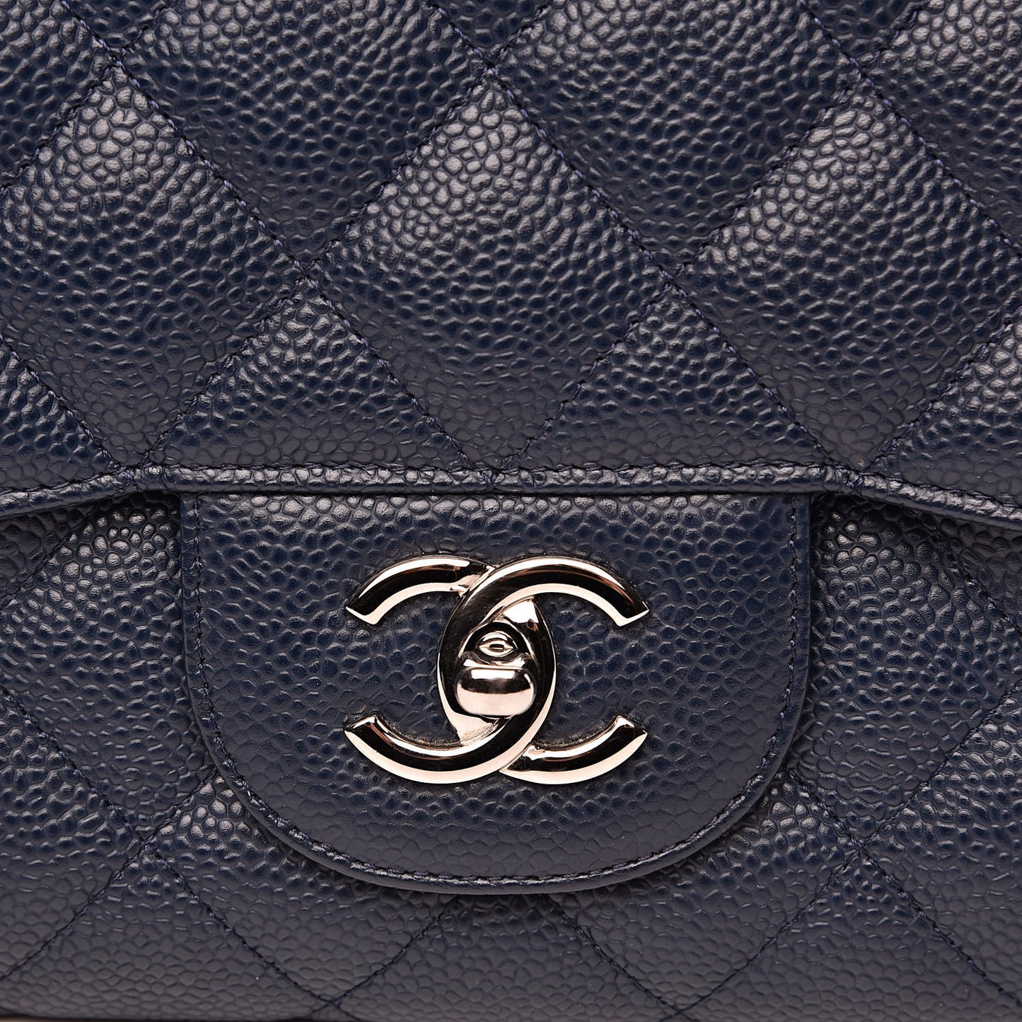 Caviar Quilted Jumbo Single Flap Dark Blue