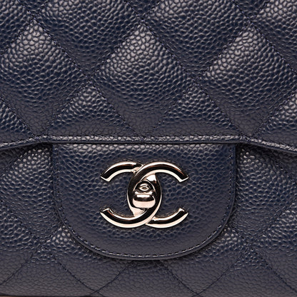 Chanel Caviar Quilted Jumbo Single Flap Dark Blue 11 of 12