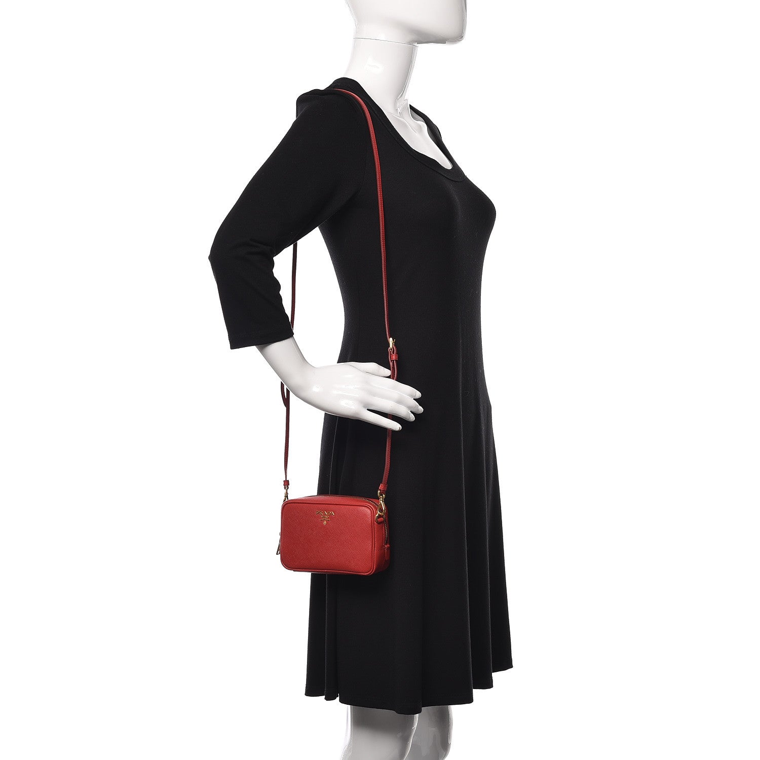 Prada Saffiano Mini Camera Crossbody Bag Rosso 2 of 11