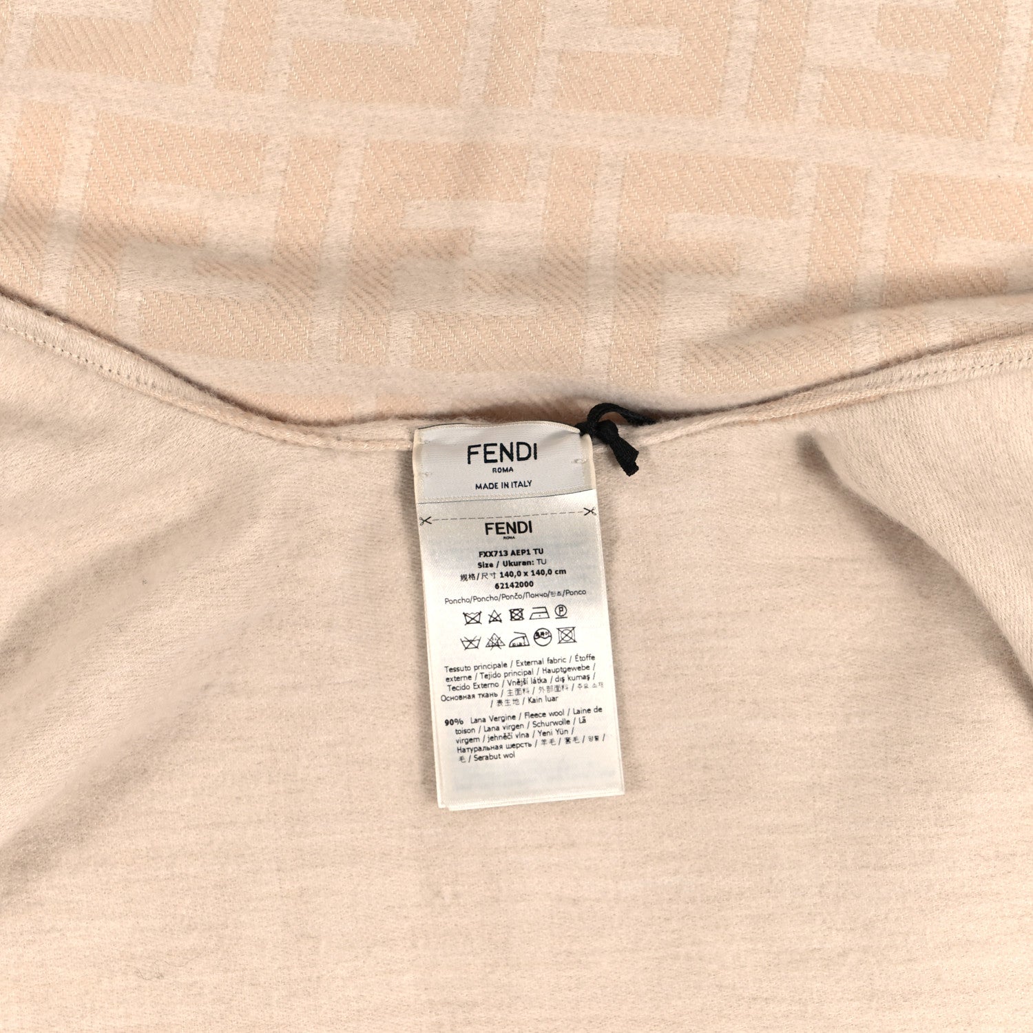 Fendi Wool Silk FF Poncho Cream 3 of 3