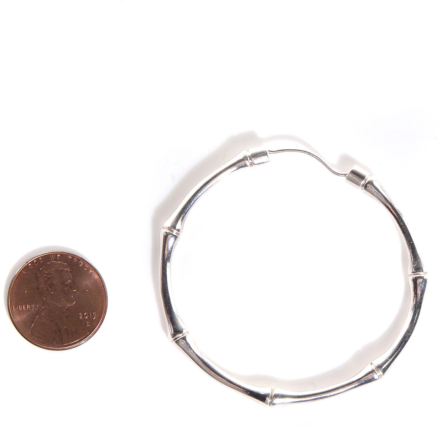 Gucci Sterling Silver Bamboo Hoop Earrings 2 of 3