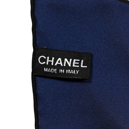 Chanel Silk CC Square Scarf Ecru Navy Blue Multicolor 2 of 4