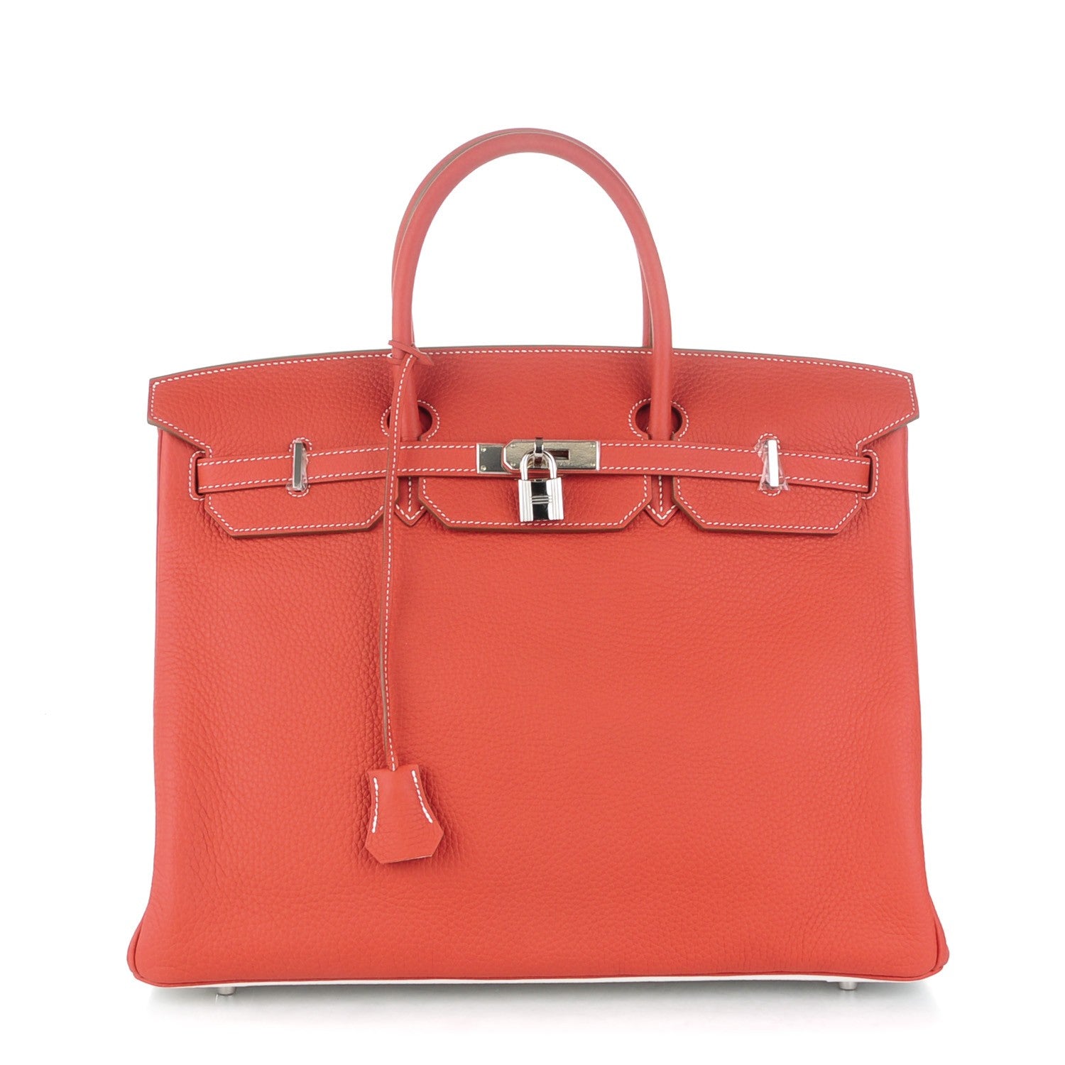 Hermes Taurillon Clemence Eclat Birkin 40 Sanguine Blanc 1 of 24