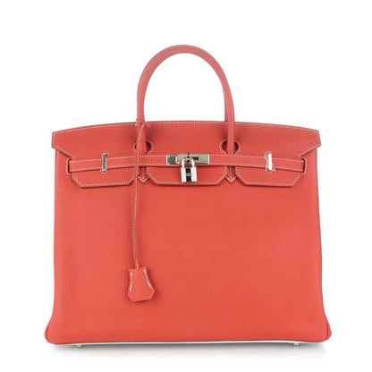 Hermes Taurillon Clemence Eclat Birkin 40 Sanguine Blanc 1 of 24