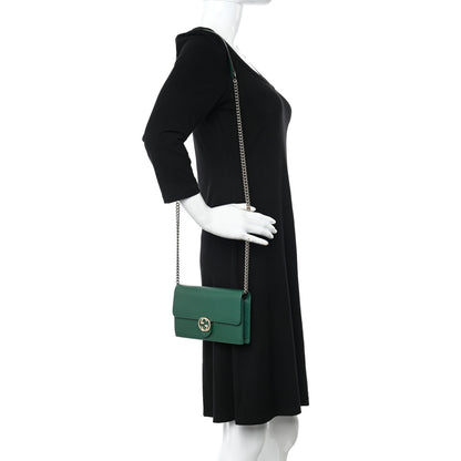 Gucci Dollar Calfskin Interlocking G Chain Wallet Emerald 2 of 9
