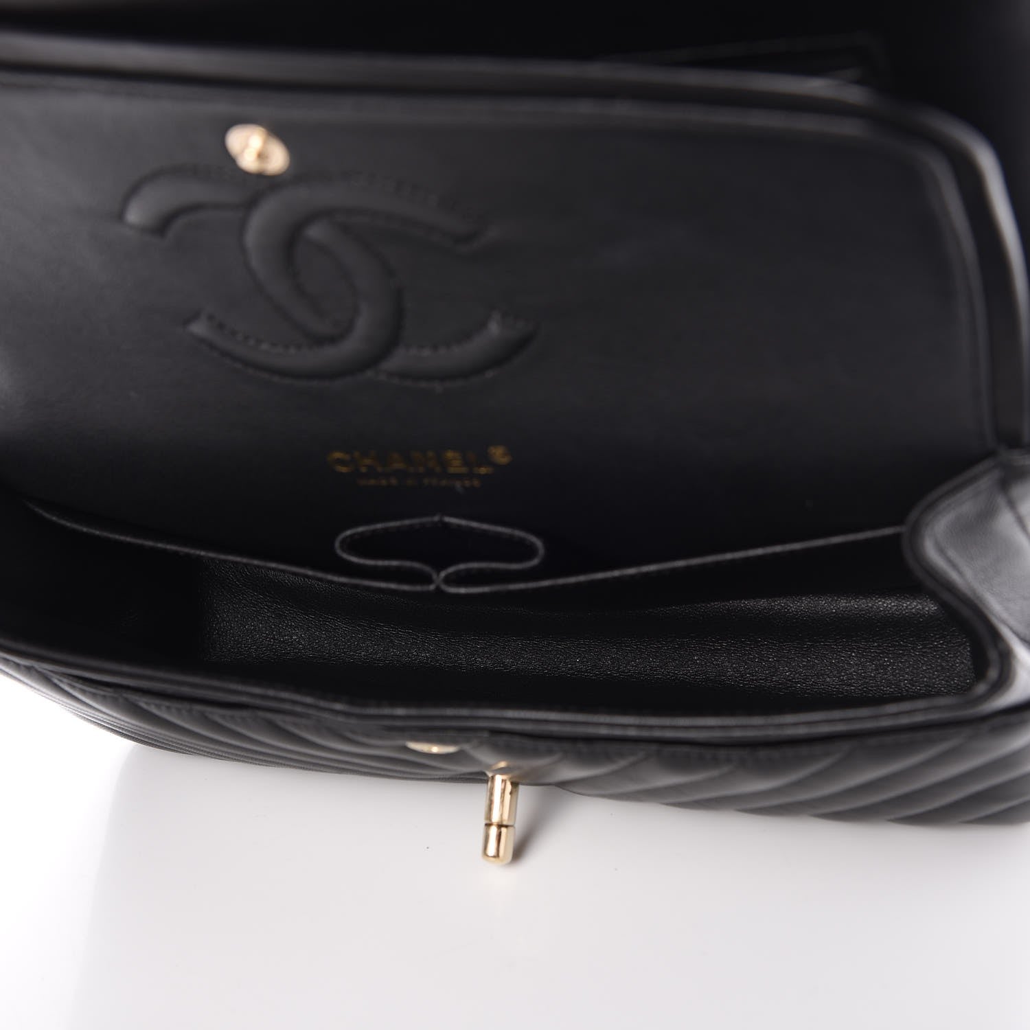 Chanel Lambskin Chevron Quilted Medium Double Flap Black 5 of 11