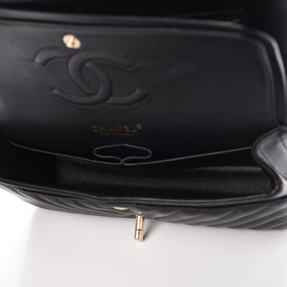 Chanel Lambskin Chevron Quilted Medium Double Flap Black 5 of 11
