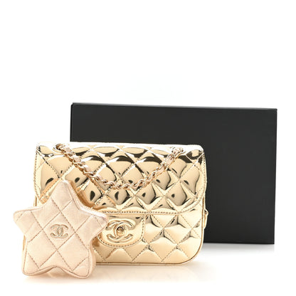Chanel Mirror Calfskin Metallic Calfskin Quilted Hollywood Boulevard Mini Flap With Star Coin Purse Gold 11 of 11
