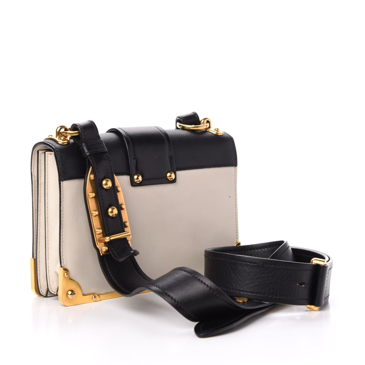 Prada City Calf Saffiano Cahier Bag Talco Black 3 of 12