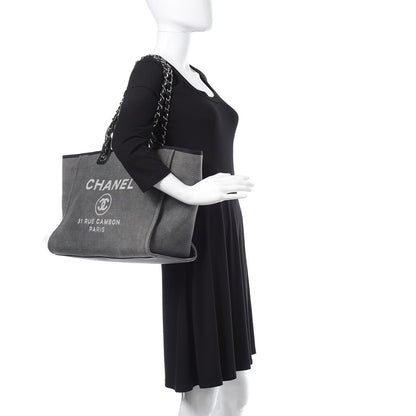 Chanel Canvas Large Deauville Tote Grey 2 of 10