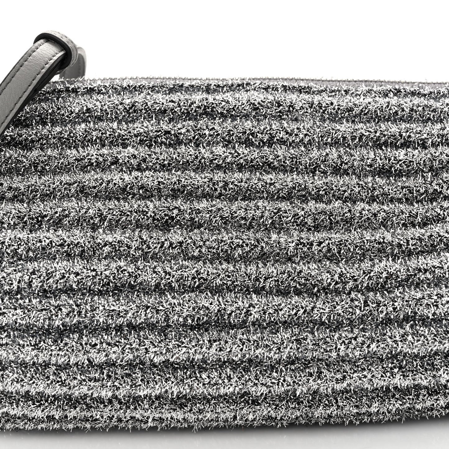 Metallic Lurex Pleated Bracelet Pouch Shoulder Bag Silver