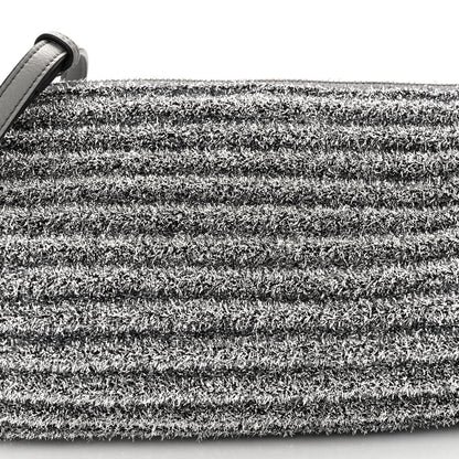 Loewe Metallic Lurex Pleated Bracelet Pouch Shoulder Bag Silver 7 of 9