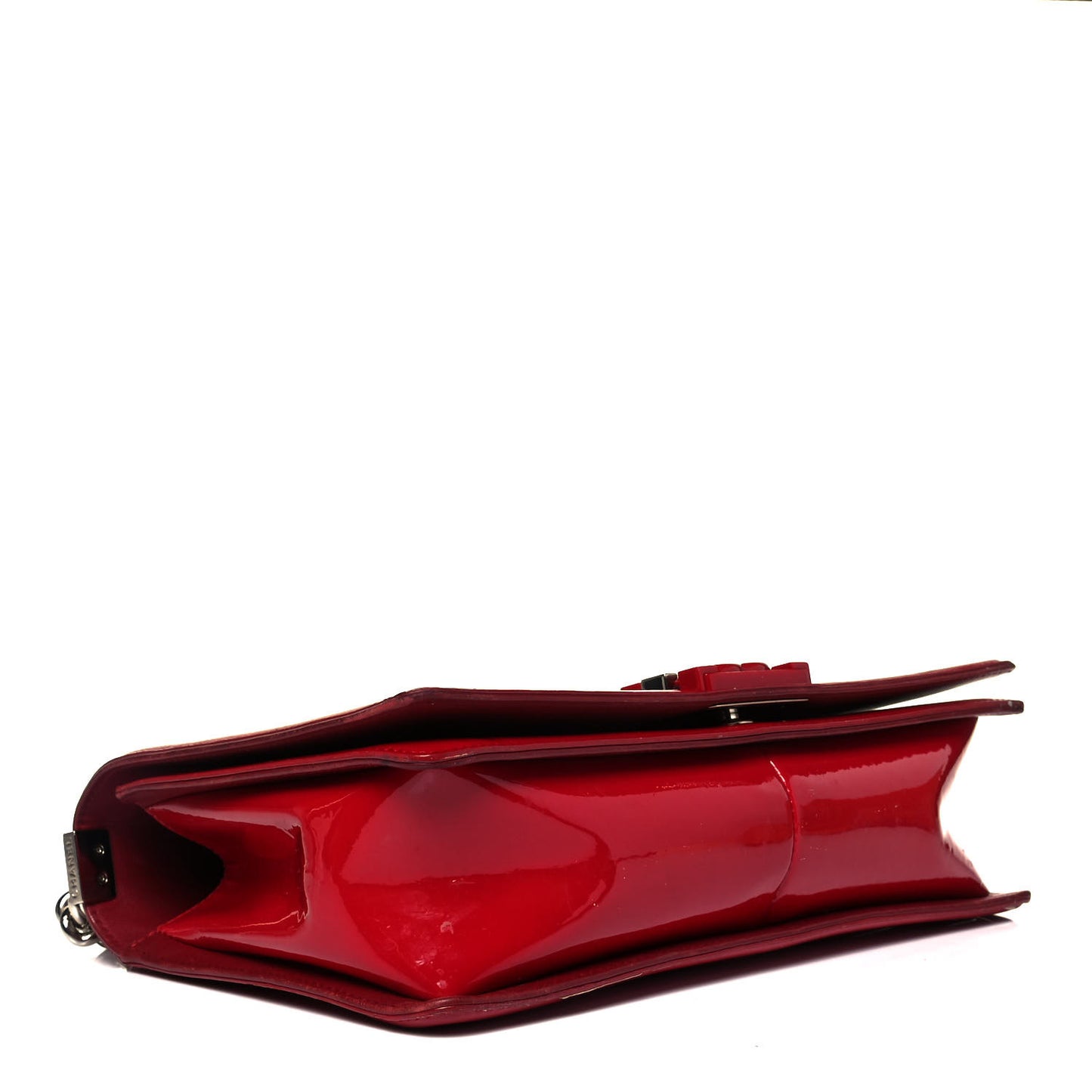 Patent Calfskin New Medium Plexiglass Boy Flap Red
