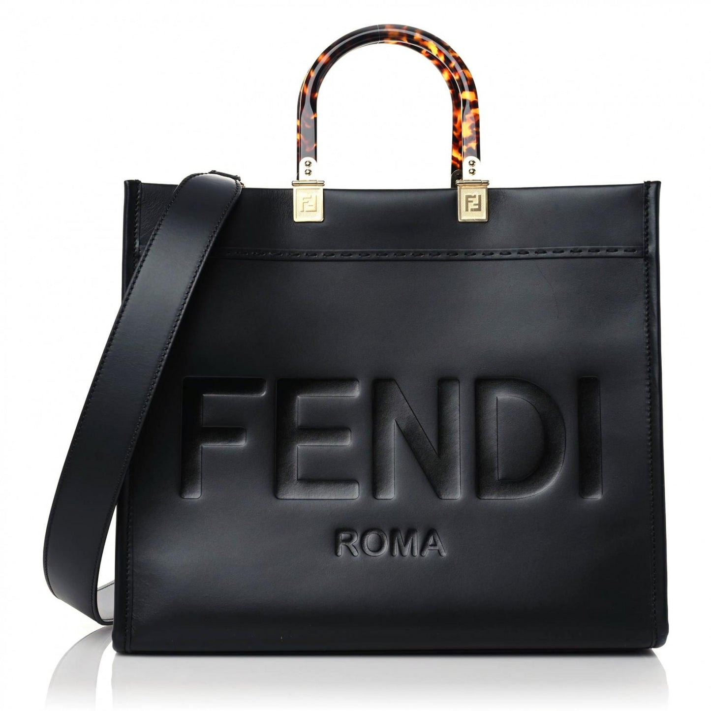 Vitello King Plexiglass Medium Fendi Sunshine Shopper Tote Black