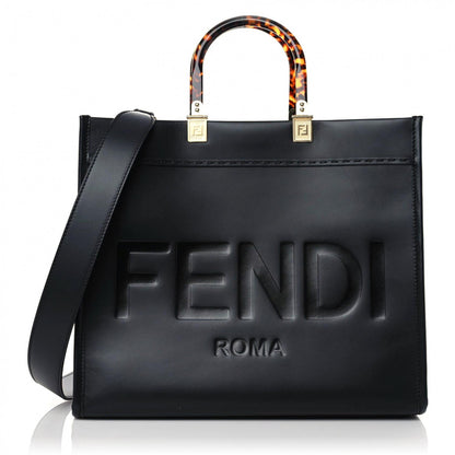 Fendi Vitello King Plexiglass Medium Fendi Sunshine Shopper Tote Black 1 of 15
