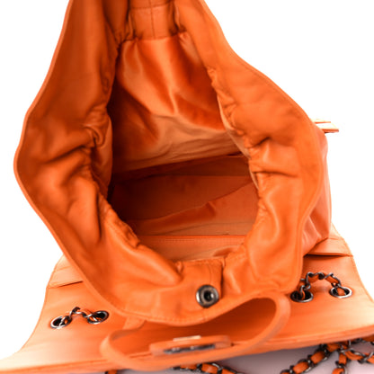 Chanel Lambskin Quilted Jumbo Grocery By Chanel Drawstring Shopping Bag Orange 5 of 21