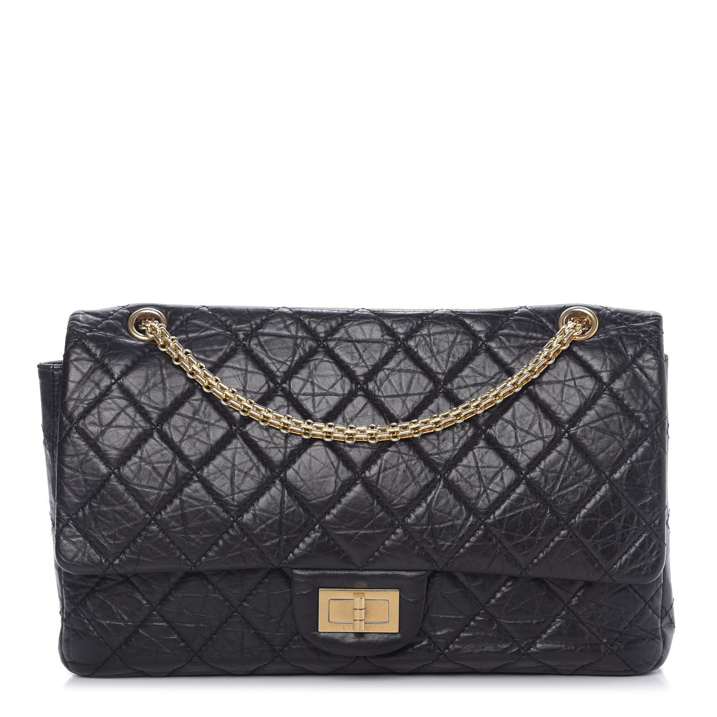 Aged Calfskin Quilted 2.55 Reissue 227 Flap Black