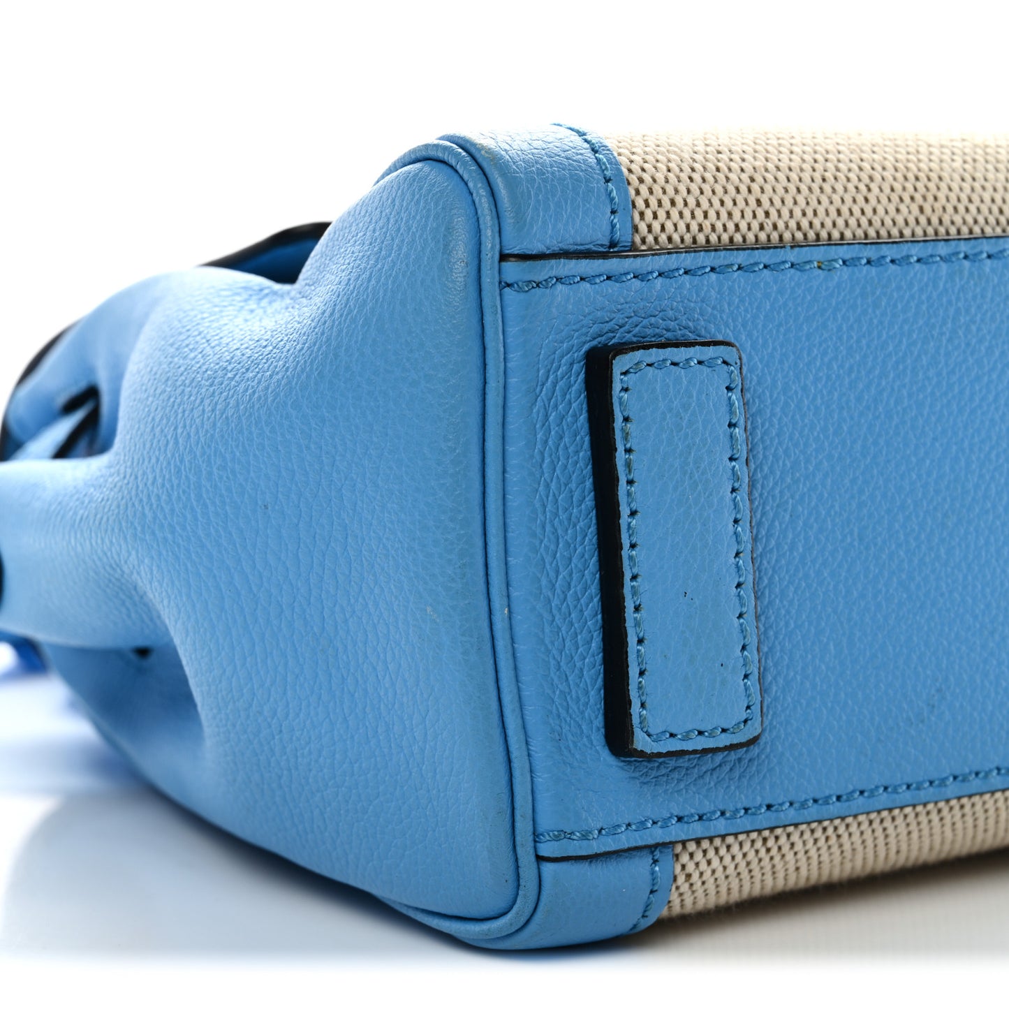 Grained Calfskin Canvas Small La Medusa Chain Top Handle Handbag Rope Blue