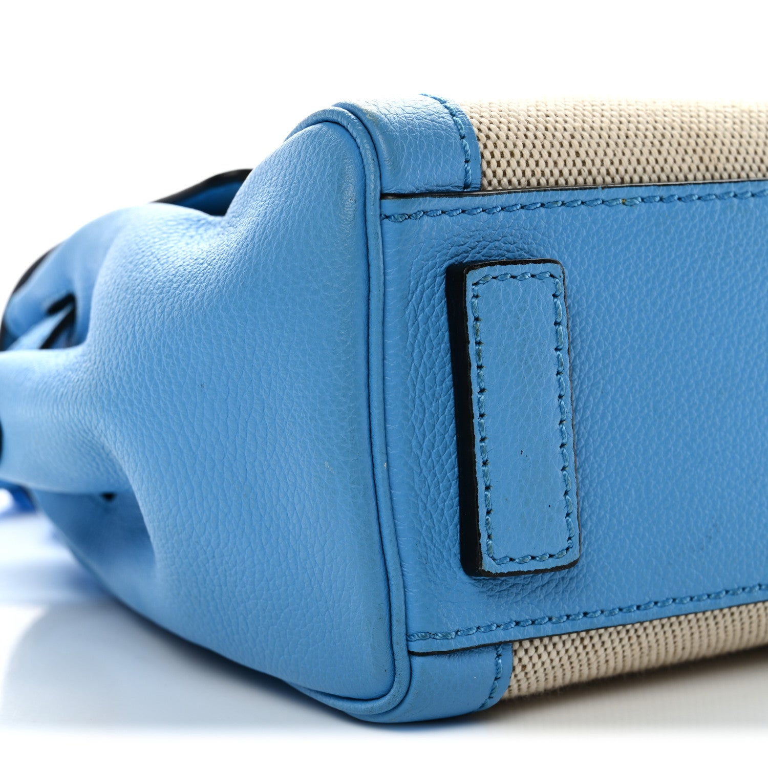 Versace Grained Calfskin Canvas Small La Medusa Chain Top Handle Handbag Rope Blue 9 of 10