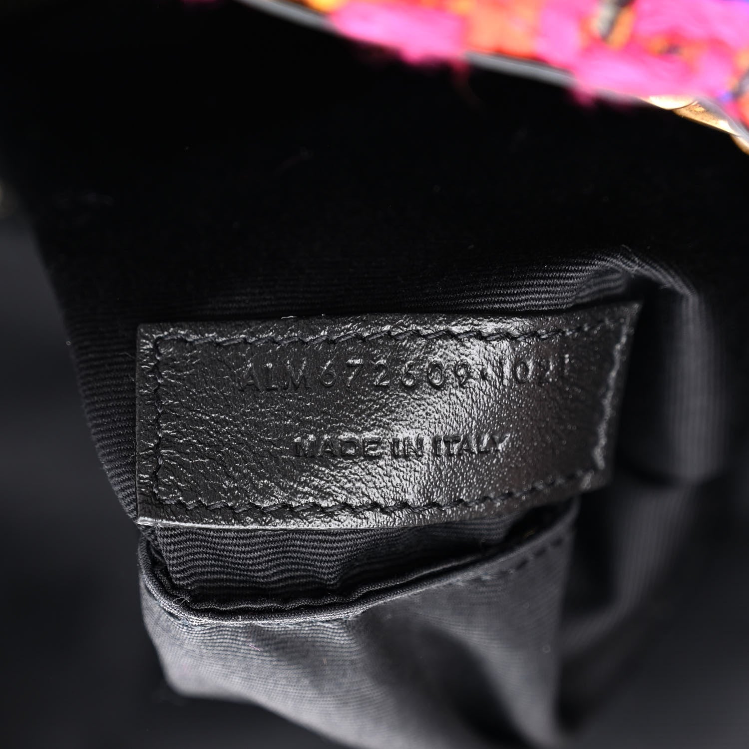 Saint Laurent Tweed Lambskin Matelasse Monogram Joe Backpack Black Rosso Multicolor 7 of 10