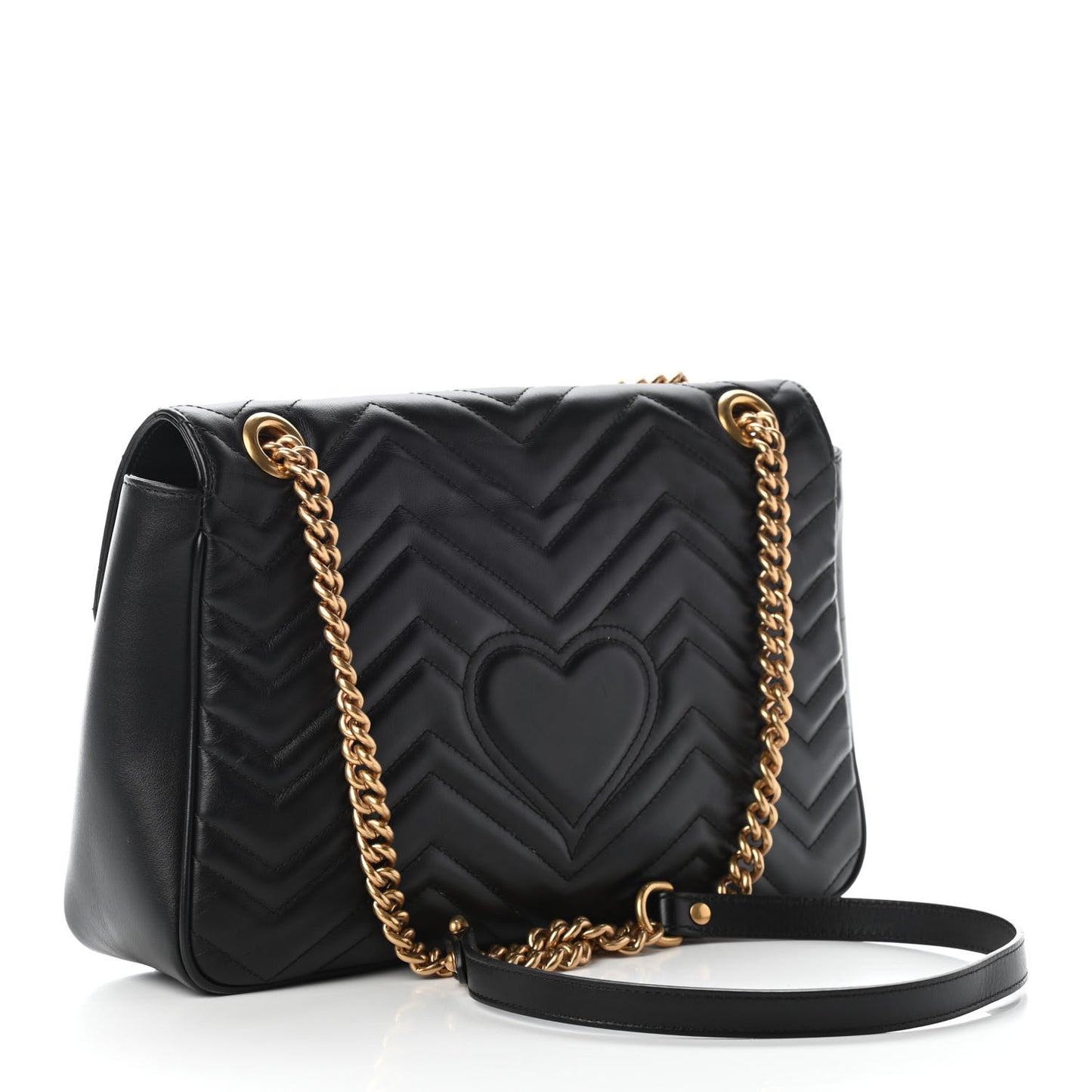 Calfskin Matelasse Medium GG Marmont Shoulder Bag Black