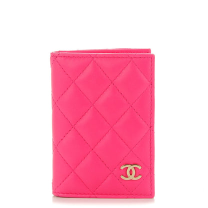 Chanel Lambskin Quilted Card Holder Wallet Fuchsia 1 of 8