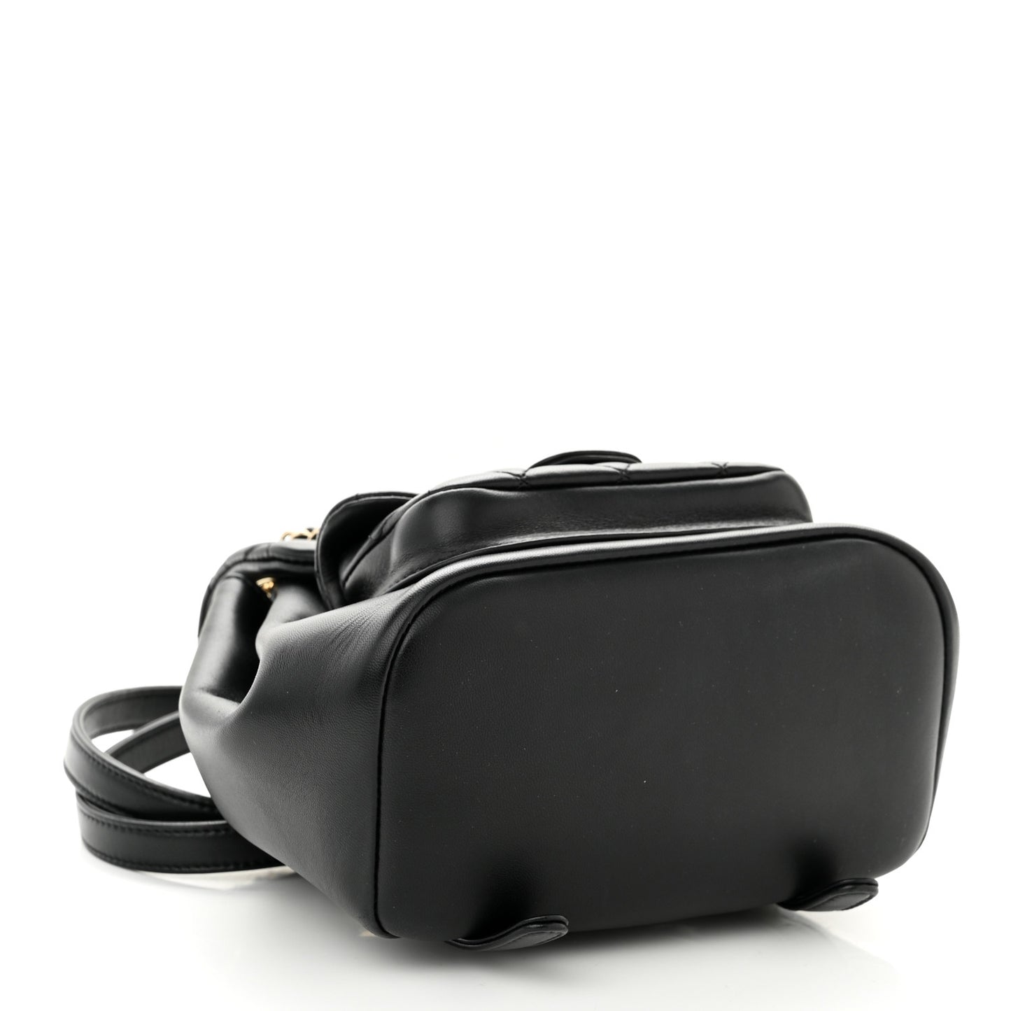 Lambskin Quilted Small Duma Drawstring Backpack Black