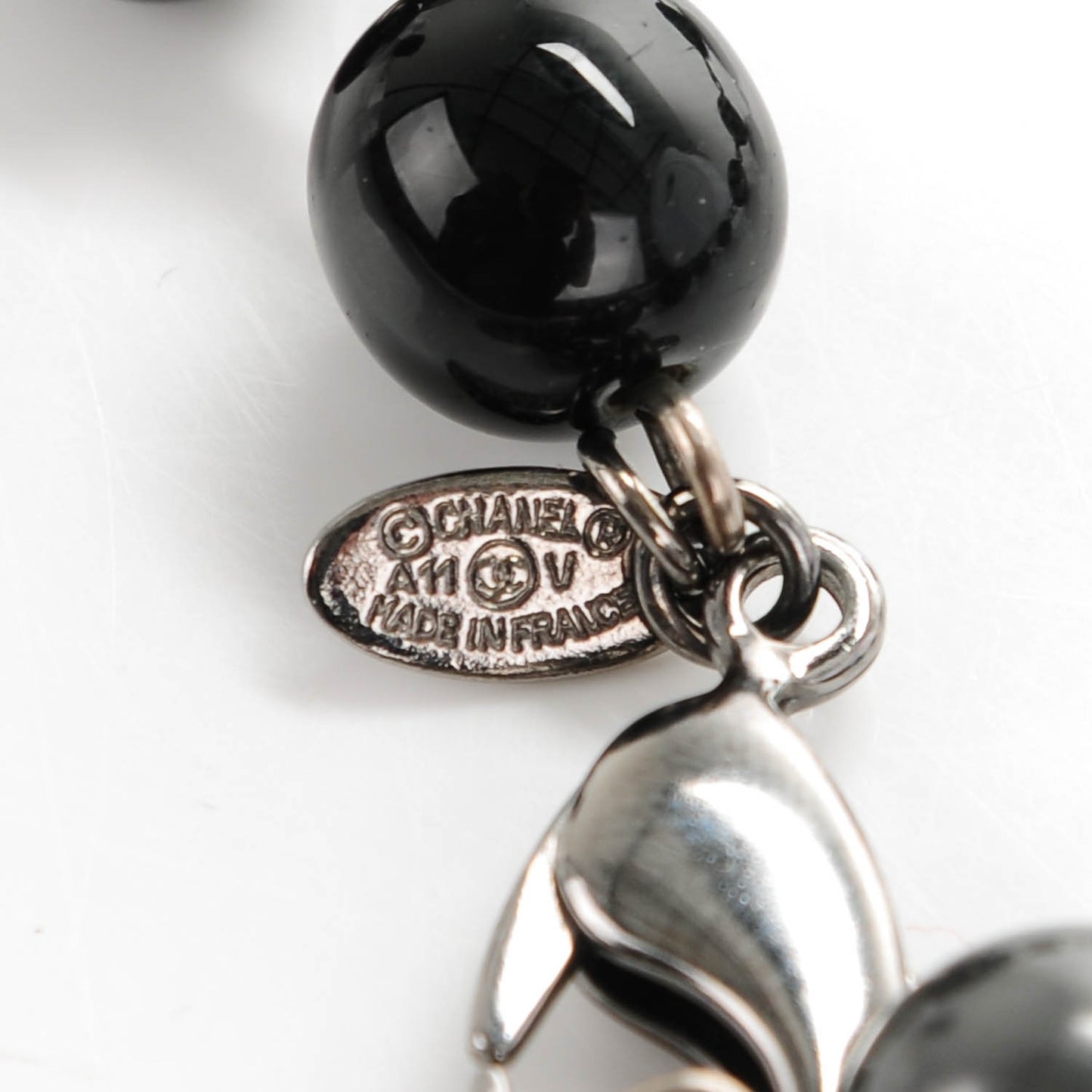 Ruthenium Bead CC Bracelet Black