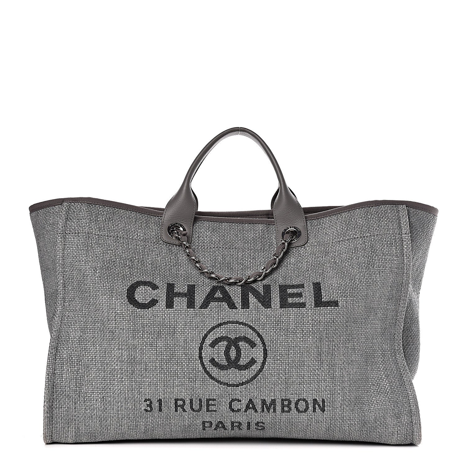 Chanel Canvas Large Deauville Tote Grey 1 of 10