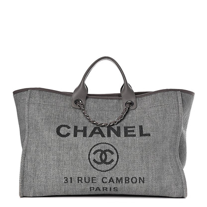 Chanel Canvas Large Deauville Tote Grey 1 of 10