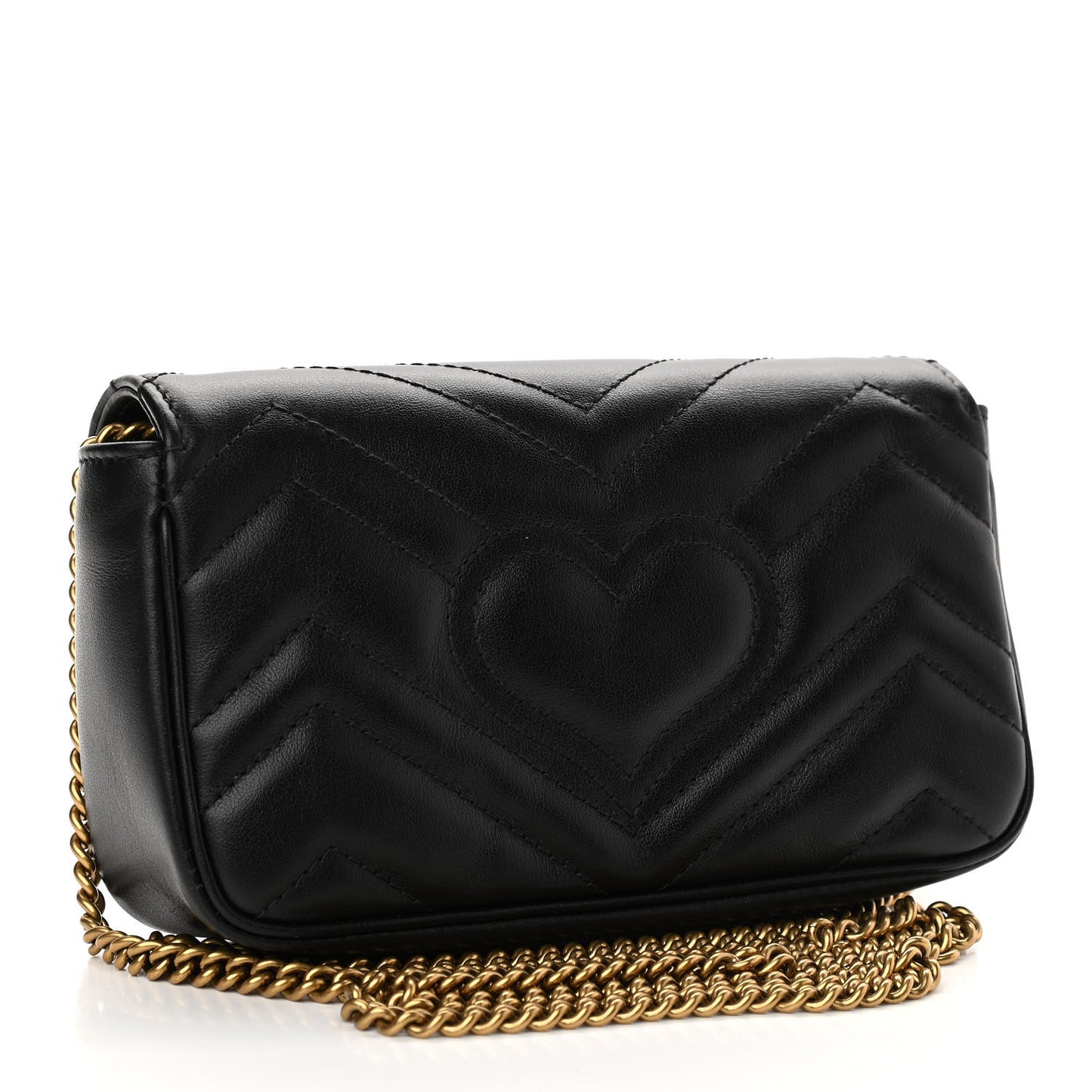 Calfskin Matelasse Super Mini GG Marmont Shoulder Bag Black