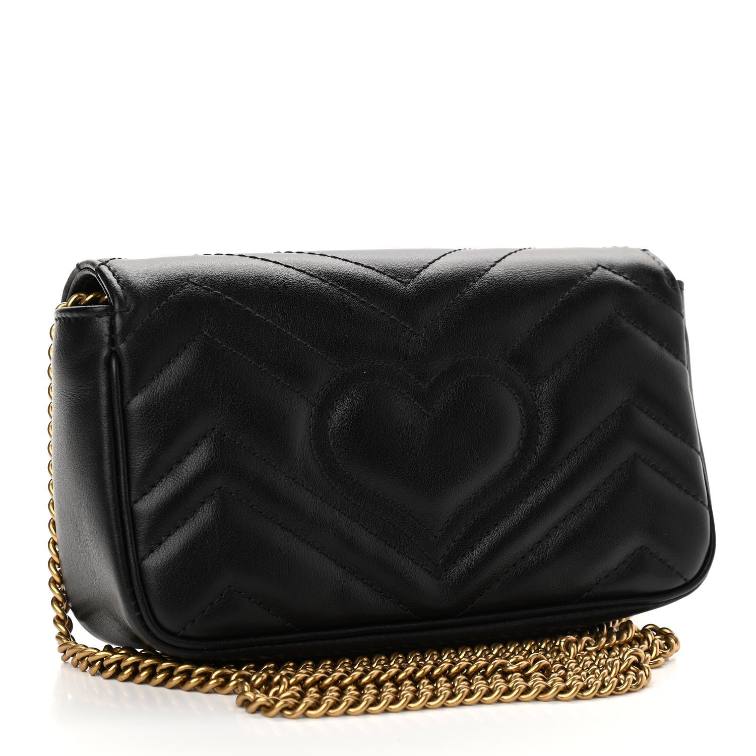 Gucci Calfskin Matelasse Super Mini GG Marmont Shoulder Bag Black 3 of 12