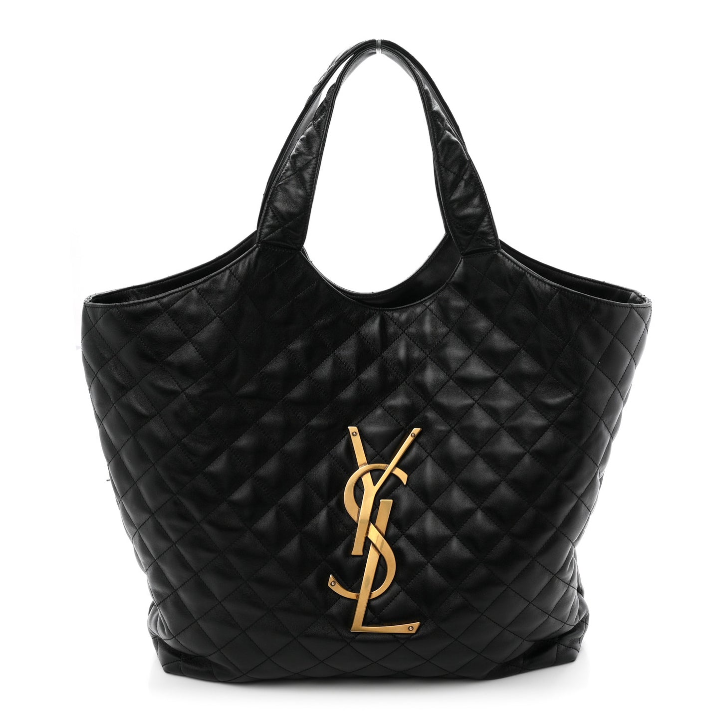 Lambskin Quilted Maxi Icare Shopping Tote Black