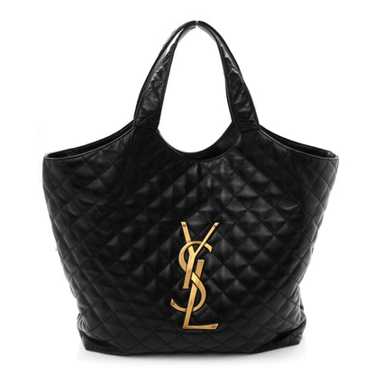 Saint Laurent Lambskin Quilted Maxi Icare Shopping Tote Black 1 of 11