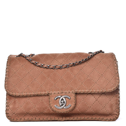 Chanel Suede Calfskin Stitch Flap Light Brown 1 of 25