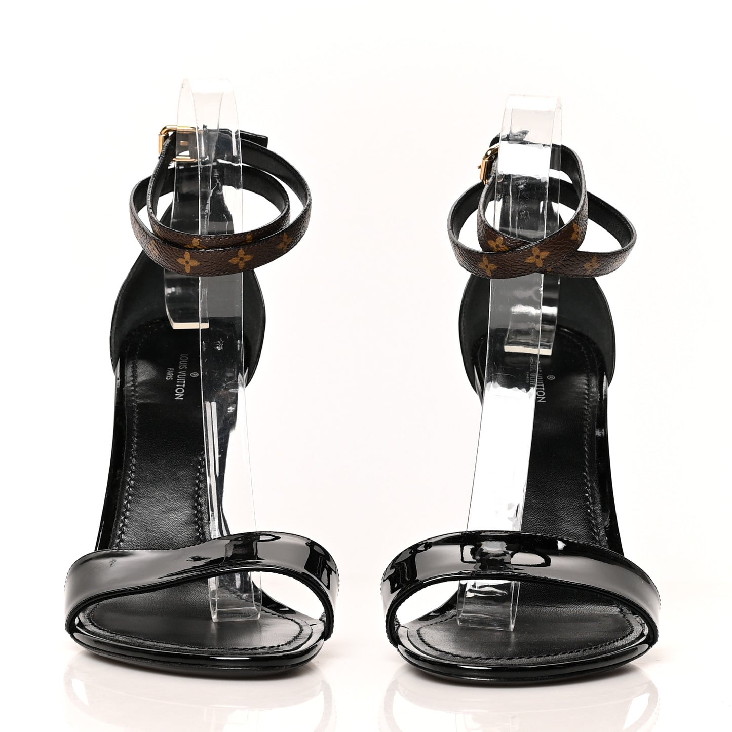 Patent Monogram Call Back Sandals 41 Black
