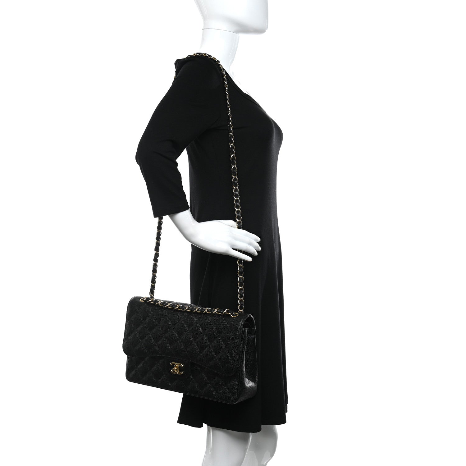 Chanel Caviar Quilted Jumbo Double Flap Black 3 of 12