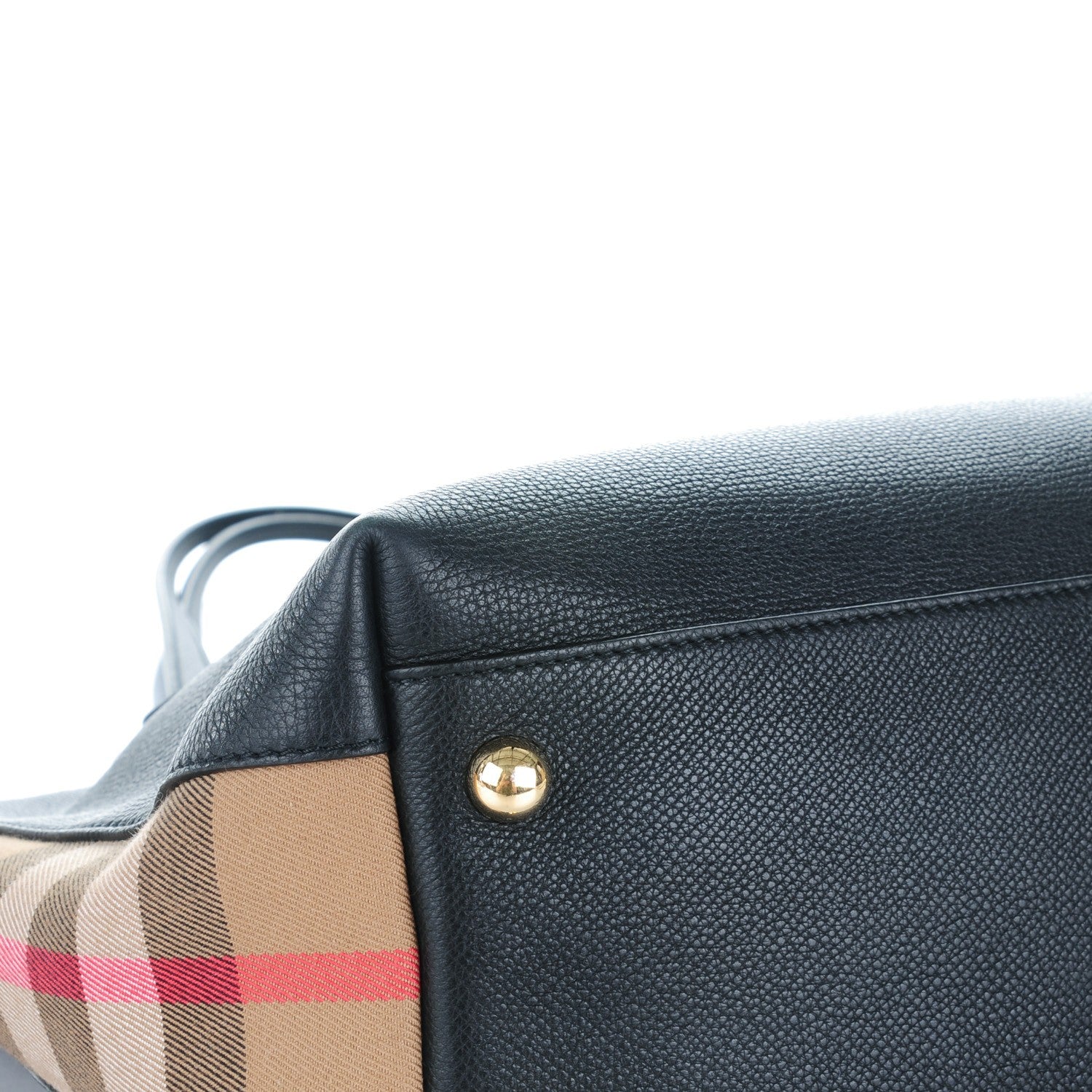 Burberry Derby Calfskin House Check Medium Welburn Tote Black 8 of 9