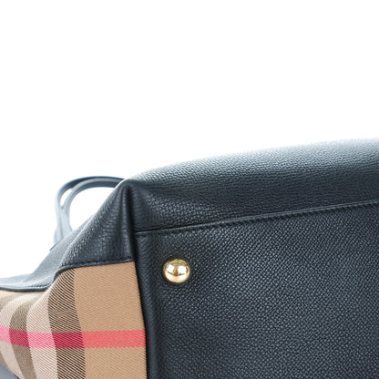 Burberry Derby Calfskin House Check Medium Welburn Tote Black 8 of 9