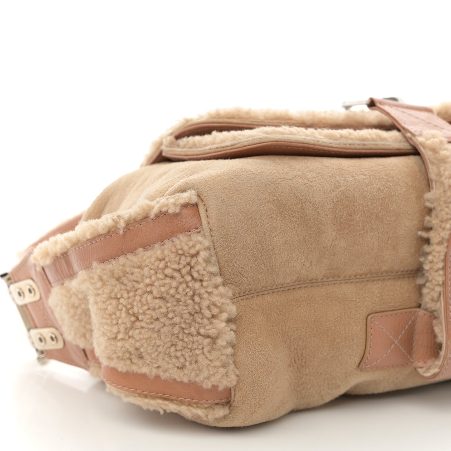 Shearling Flight East West Bag Beige