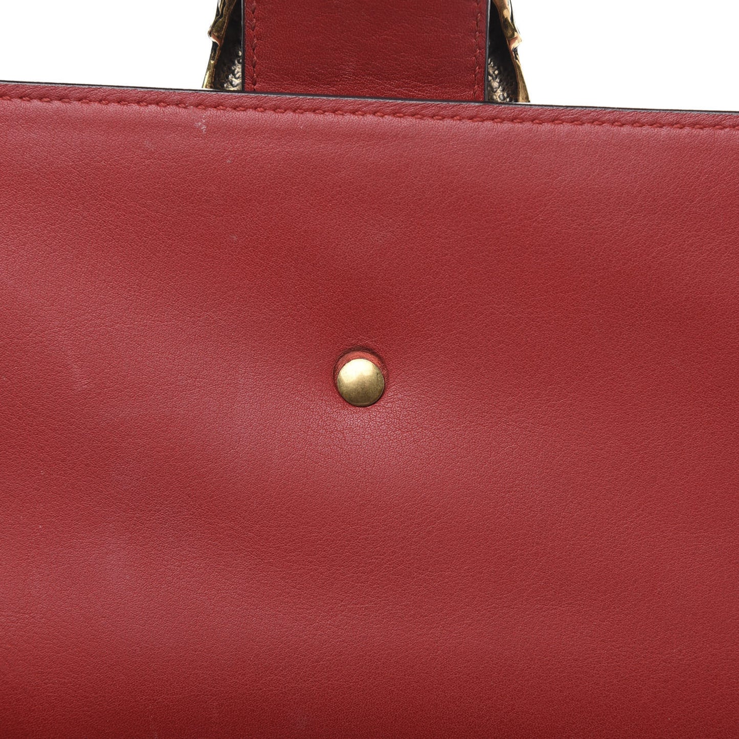 Moon Calfskin Web Large Dionysus Bamboo Top Handle Bag Hibiscus Red