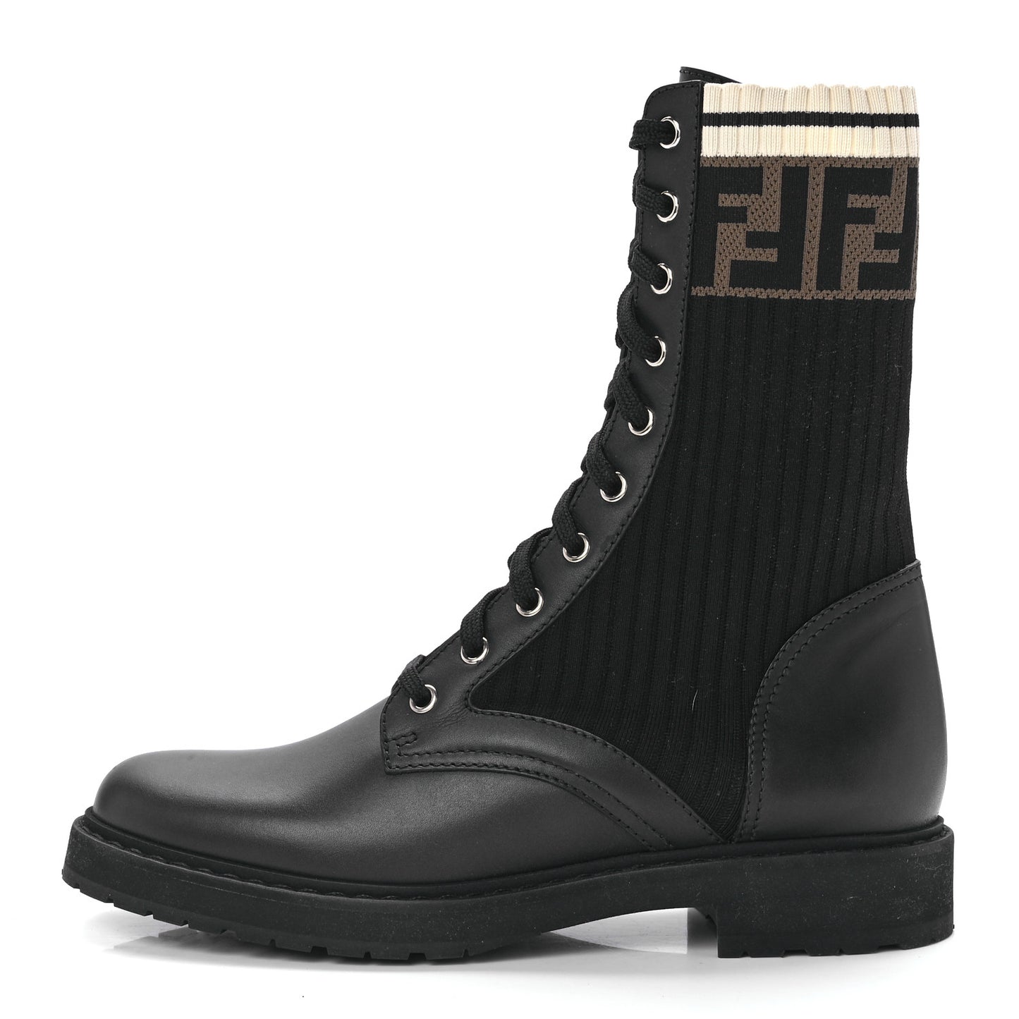 Calfskin Stretch Fabric Rockoko Biker Boots 39 Tobacco Black Marino