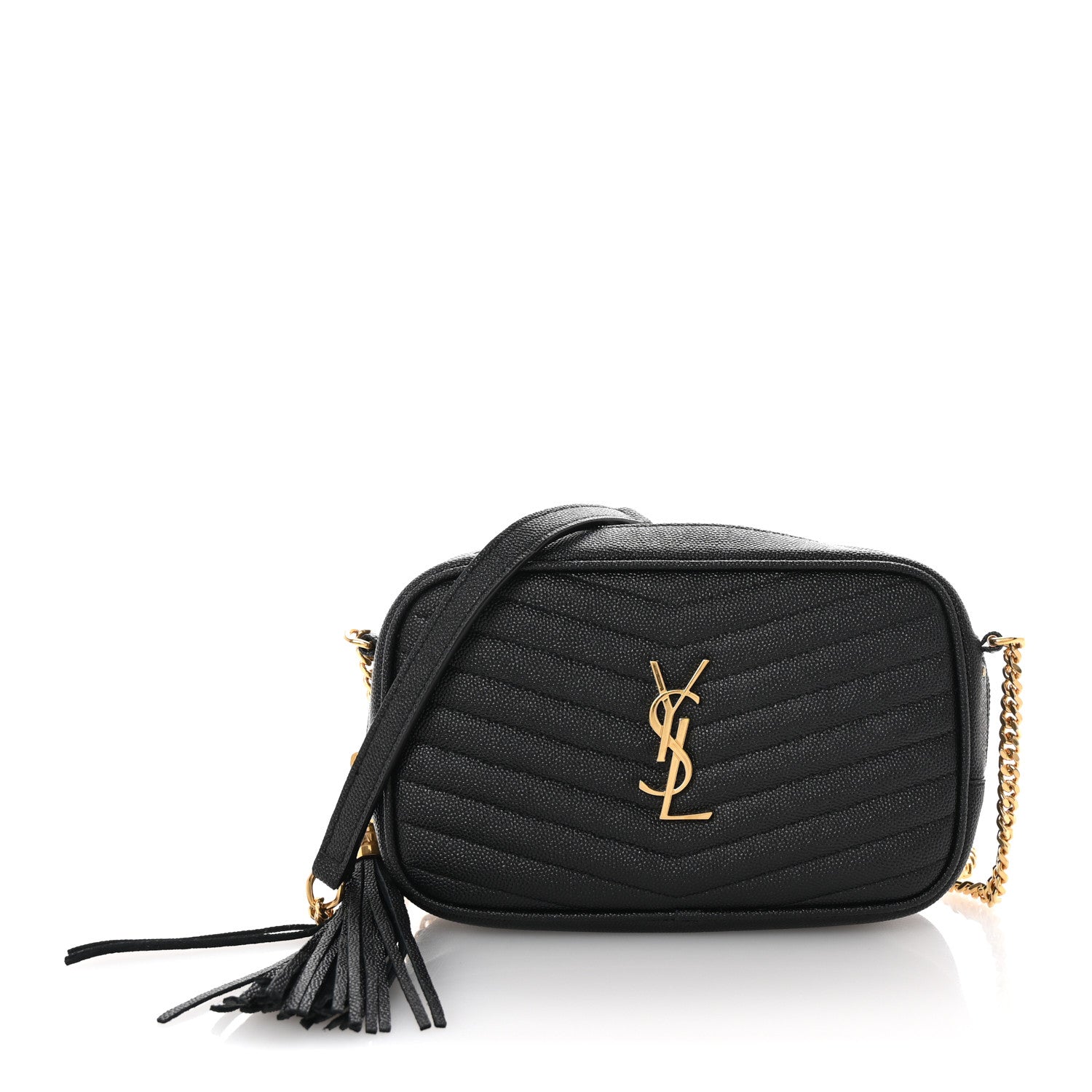 Saint Laurent Grain De Poudre Matelasse Monogram Mini Lou Camera Bag Black 1 of 9