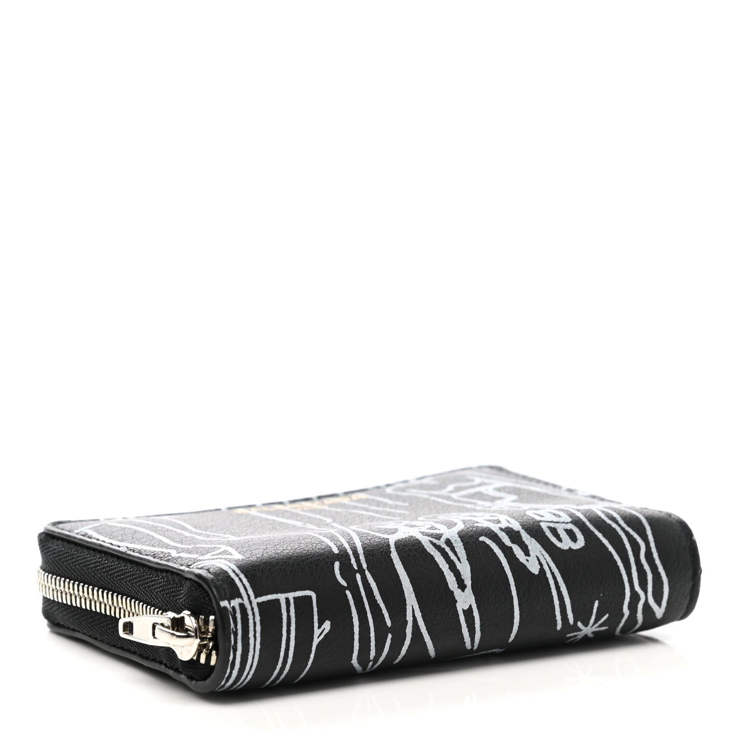 Balenciaga Calfskin Printed Tattoo Everyday Continental Mini Zip Around Wallet Black 4 of 6