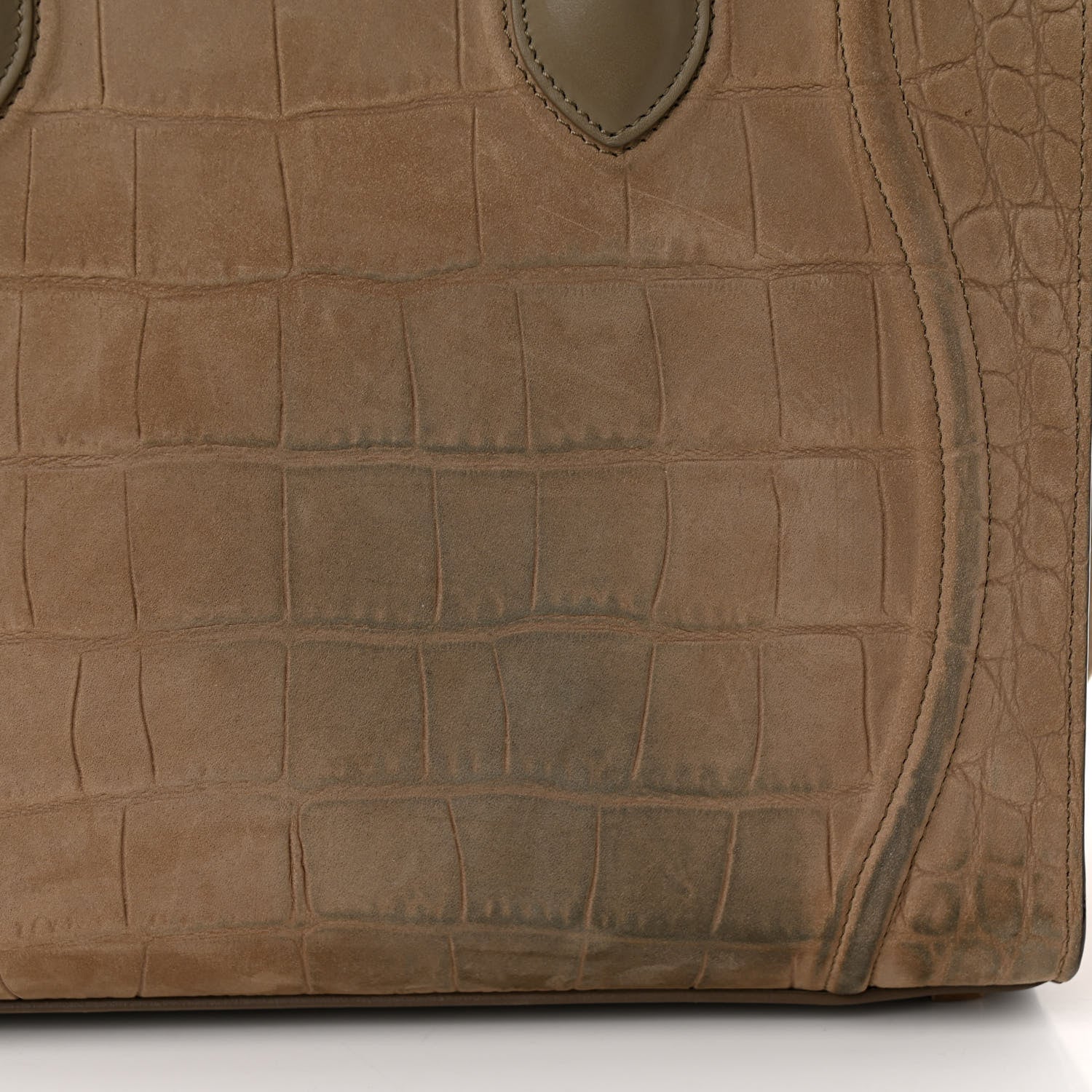 Celine Crocodile Embossed Nubuck Medium Phantom Luggage Beige 11 of 12