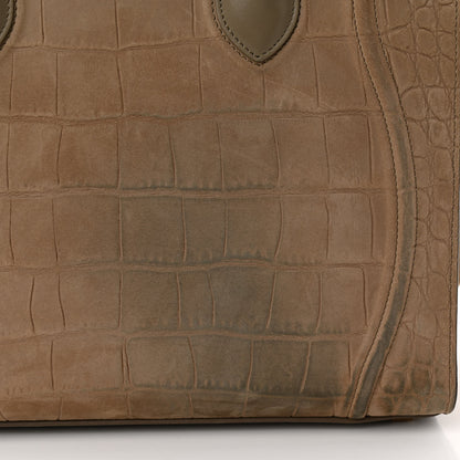 Celine Crocodile Embossed Nubuck Medium Phantom Luggage Beige 11 of 12