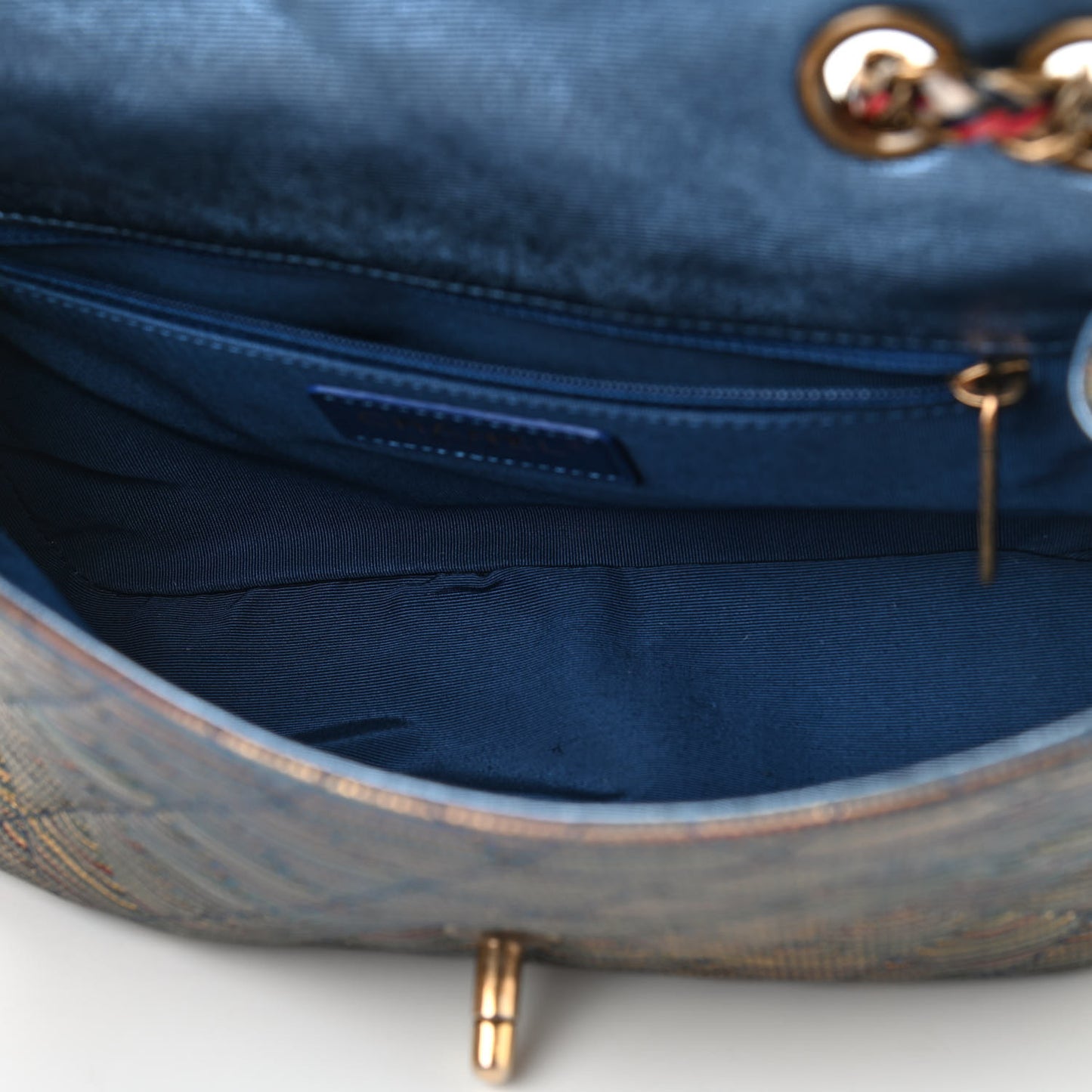 Metallic Sheepskin Thin Striped Small Single Flap Multicolor