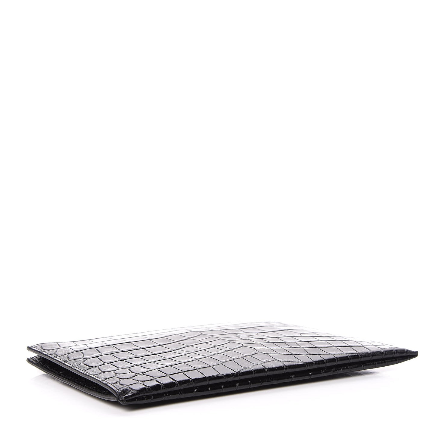 Calfskin Crocodile Embossed Zip Mini Tablet Sleeve Black